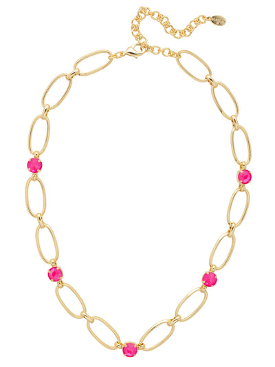 Paige Tennis Necklace - NET3BGUP - <p>The Paige Tennis Necklace is open, airy and sparkly, too. Metallic links are joined with round Sorrelli crystals that shine bright. From Sorrelli's Ultra Pink collection in our Bright Gold-tone finish.</p>