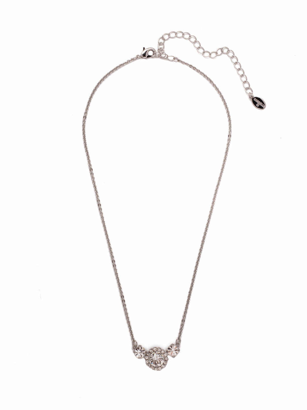 Haute Halo Simple Pendant Necklace - NEY10ASCRY - <p>A trio of round crystals join at the base of an adjustable chain with a lobster clasp. From Sorrelli's Crystal collection in our Antique Silver-tone finish.</p>