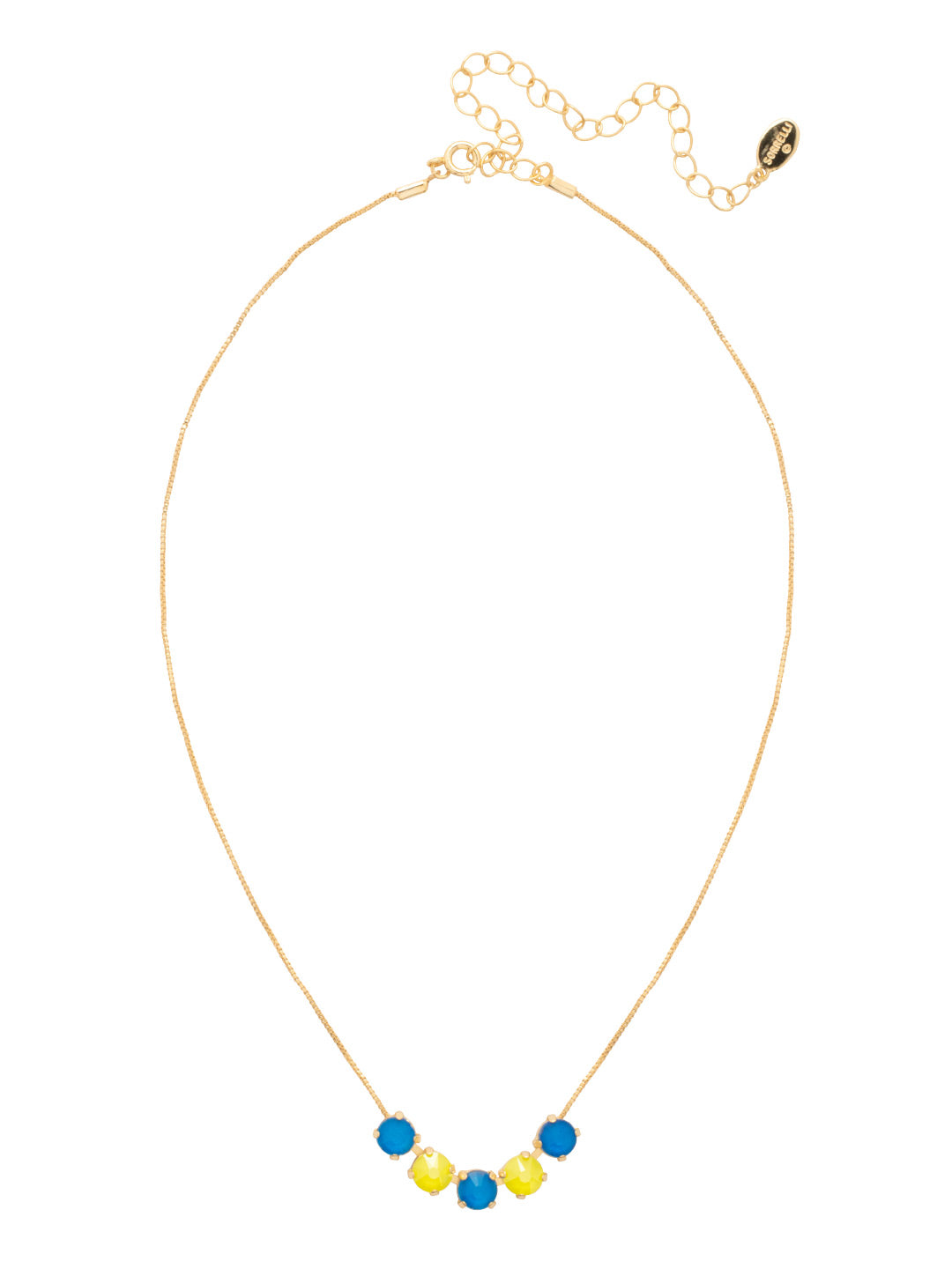 Shaughna Tennis Necklace - NFC84BGBPY - <p>The Shaughna Tennis Necklace features five crystals on a delicate adjustable chain. From Sorrelli's Blue Poppy collection in our Bright Gold-tone finish.</p>