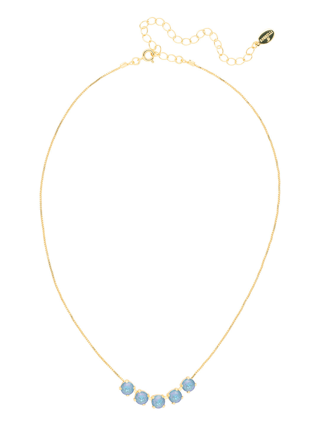 Shaughna Tennis Necklace - NFC84BGOCD - <p>The Shaughna Tennis Necklace features five crystals on a delicate adjustable chain. From Sorrelli's Ocean Delite collection in our Bright Gold-tone finish.</p>