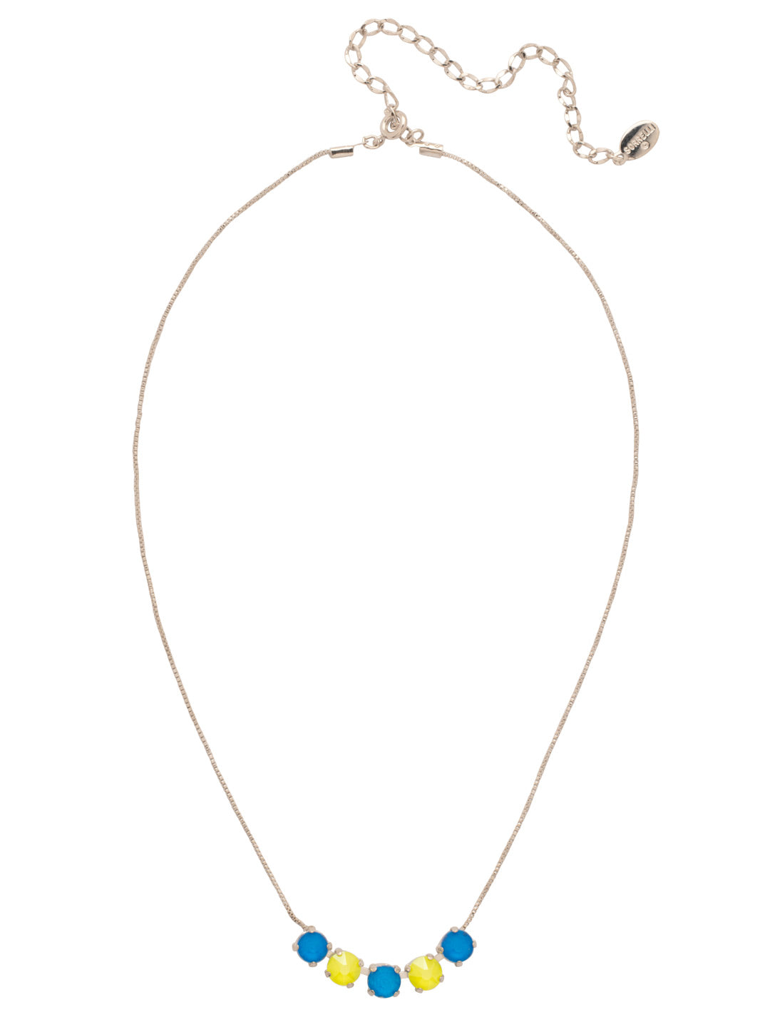 Shaughna Tennis Necklace - NFC84PDBPY - <p>The Shaughna Tennis Necklace features five crystals on a delicate adjustable chain. From Sorrelli's Blue Poppy collection in our Palladium finish.</p>