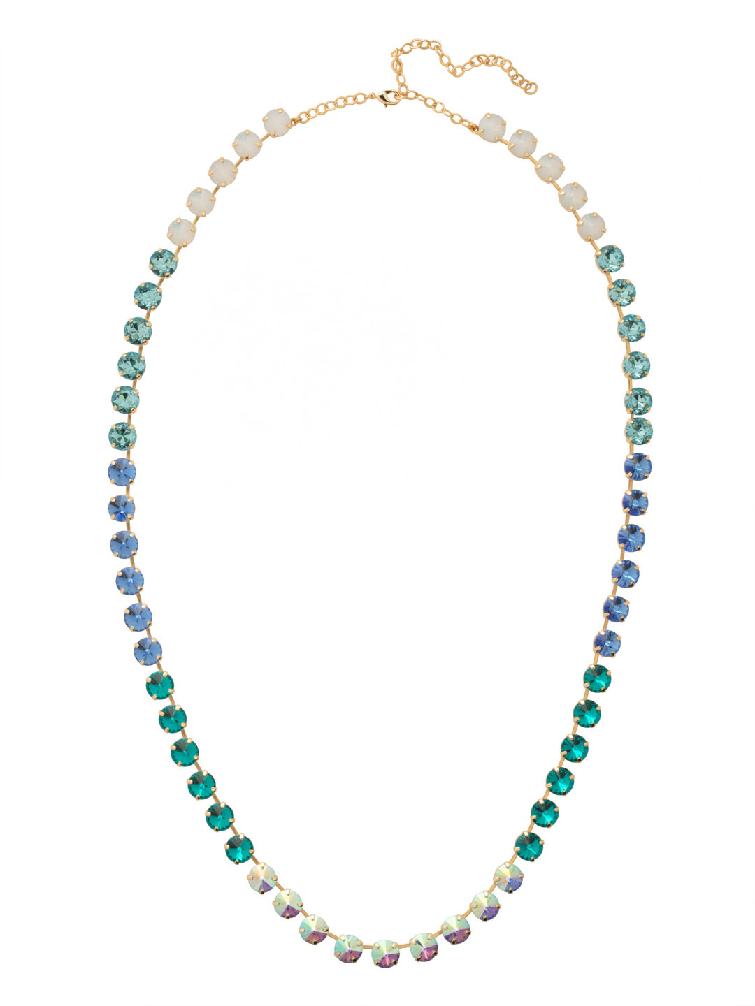 Mara Long Necklace - NFD81BGEB - <p>The Mara Long Necklace features a full line of round cut crystals on an adjustable chain, secured with a lobster claw clasp. From Sorrelli's Electric Blue collection in our Bright Gold-tone finish.</p>