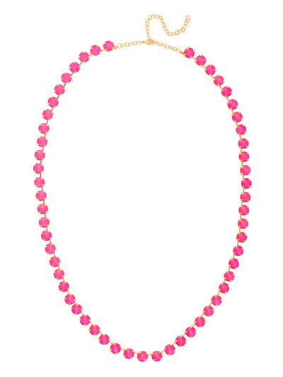 Mara Long Necklace - NFD81BGETP - <p>The Mara Long Necklace features a full line of round cut crystals on an adjustable chain, secured with a lobster claw clasp. From Sorrelli's Electric Pink collection in our Bright Gold-tone finish.</p>