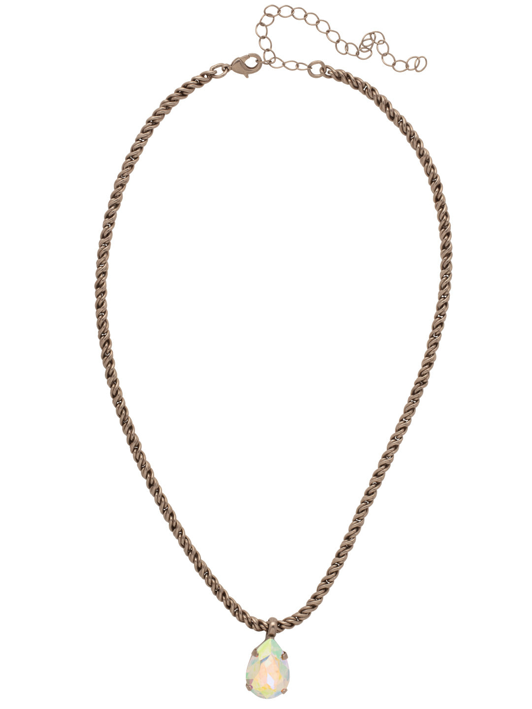 Eileen Pendant Necklace - NFF10ASCAB - <p>The Eileen Pendant Necklace features a single pear cut candy gem on an adjustable rope chain, secured by a lobster claw clasp. From Sorrelli's Crystal Aurora Borealis collection in our Antique Silver-tone finish.</p>