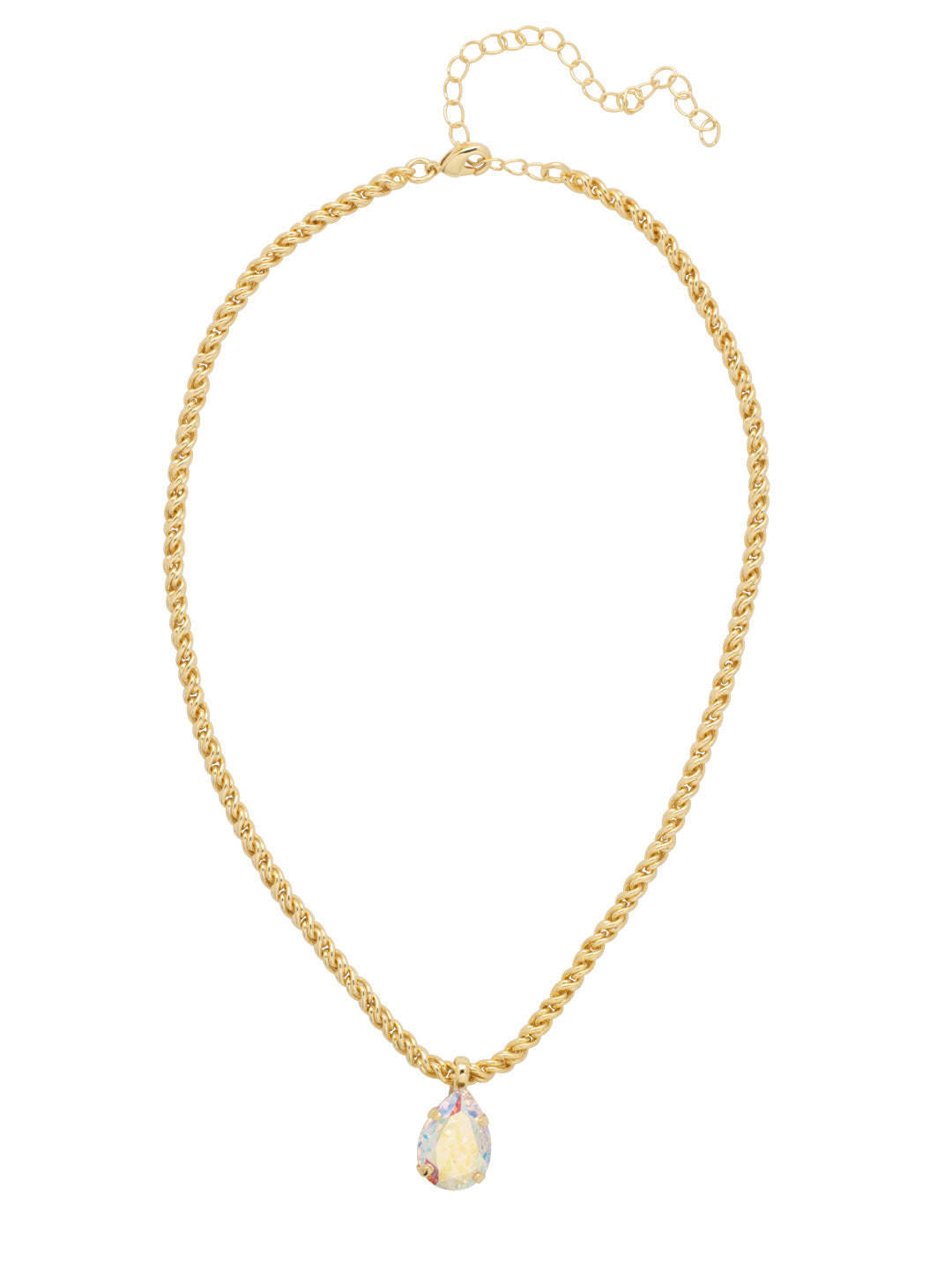 Eileen Pendant Necklace - NFF10BGCAB - <p>The Eileen Pendant Necklace features a single pear cut candy gem on an adjustable rope chain, secured by a lobster claw clasp. From Sorrelli's Crystal Aurora Borealis collection in our Bright Gold-tone finish.</p>