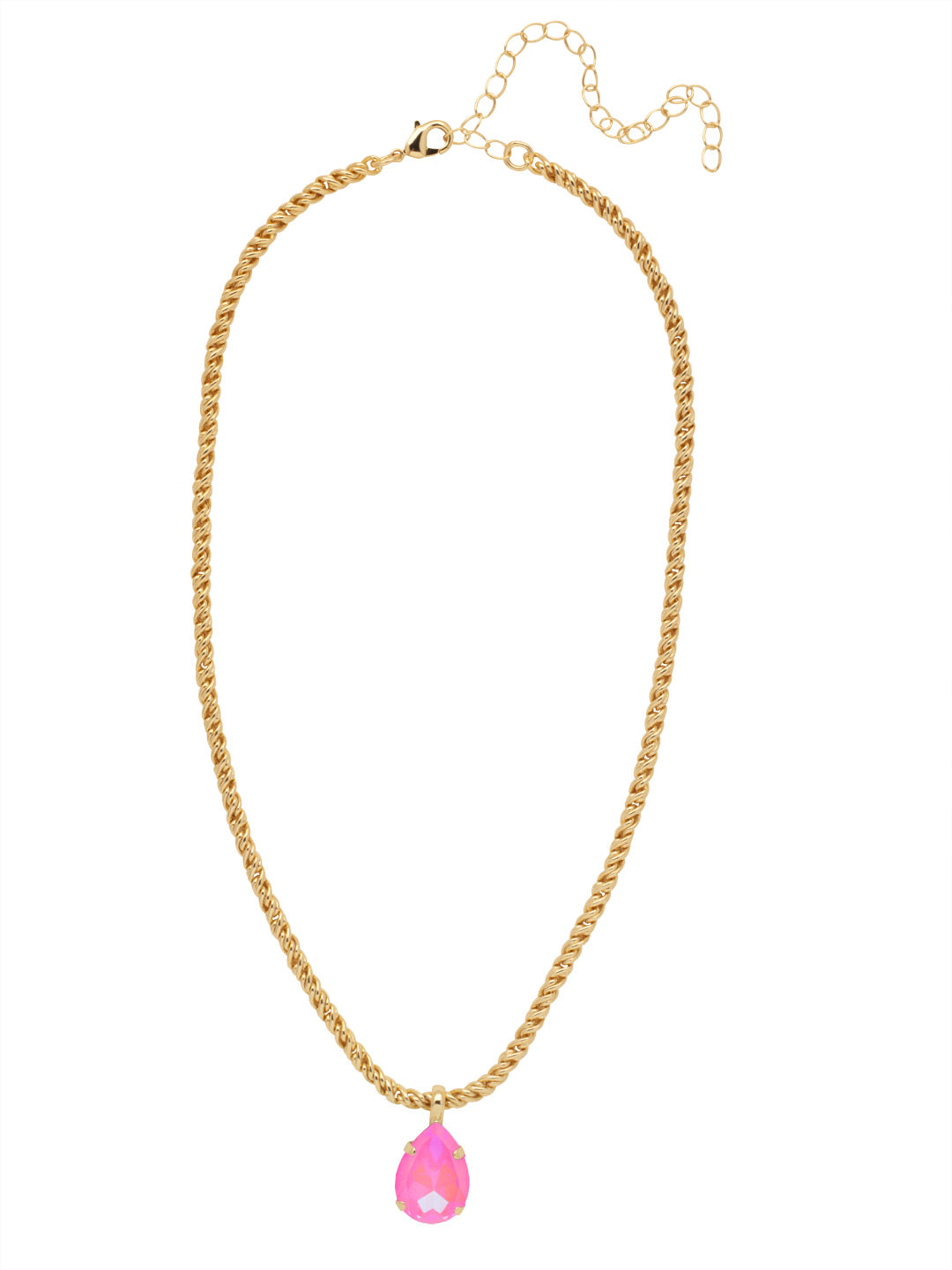 Fiorelli Drop Chain Necklet With Pink Crystal - Wotagem