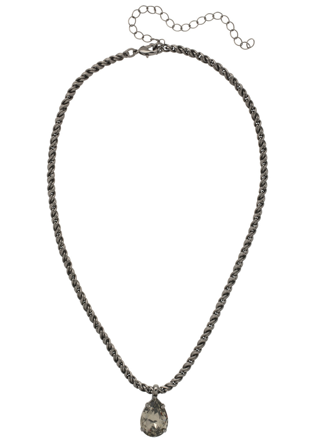 Eileen Pendant Necklace - NFF10GMBD - <p>The Eileen Pendant Necklace features a single pear cut candy gem on an adjustable rope chain, secured by a lobster claw clasp. From Sorrelli's Black Diamond collection in our Gun Metal finish.</p>