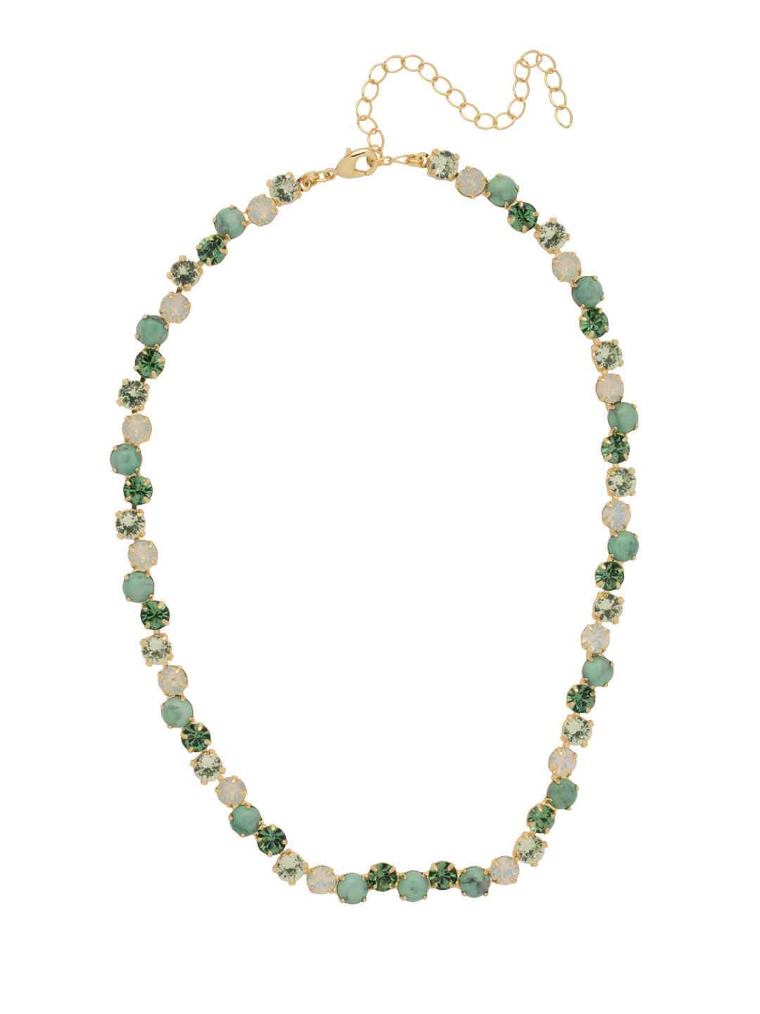 Xena Repeating Tennis Necklace - NFF112BGSGR - <p>From Sorrelli's Sage Green collection in our Bright Gold-tone finish.</p>