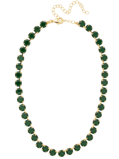 Matilda Tennis Necklace - NFJ4BGPGO - <p>The Matilda Tennis Necklace features a repeating line of round cut crystals on an adjustable chain, secured with a lobster claw clasp. From Sorrelli's Palace Green Opal collection in our Bright Gold-tone finish.</p>