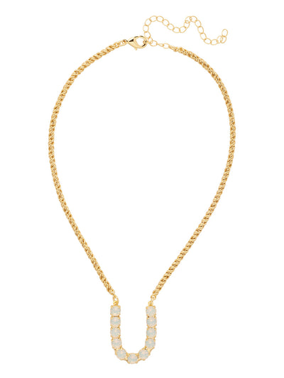 U Initial Rope Pendant Necklace - NFK40BGWO - <p>The Initial Rope Pendant Necklace features a crystal encrusted metal monogram pendant on an adjustable rope chain, secured with a lobster claw clasp. From Sorrelli's White Opal collection in our Bright Gold-tone finish.</p>