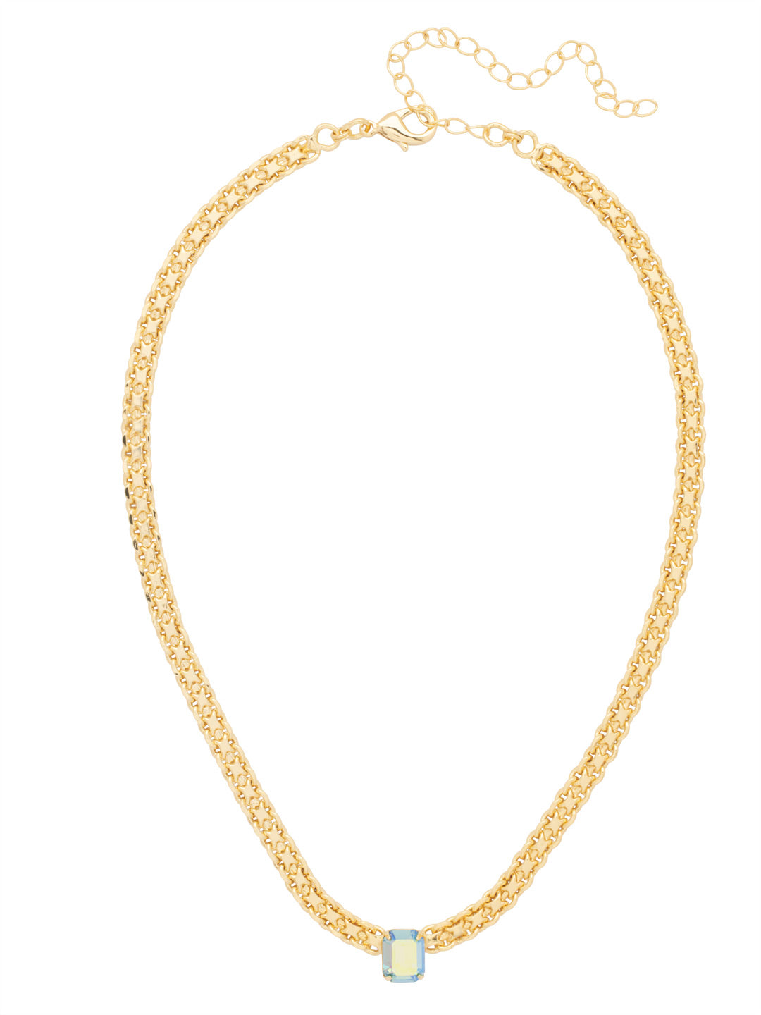 Octavia Tennis Necklace - NFK6BGCON - <p>The Octavia Tennis Necklace features a single petite emerald cut crystal on an adjustable chain, secured with a lobster claw clasp. From Sorrelli's Confetti  collection in our Bright Gold-tone finish.</p>