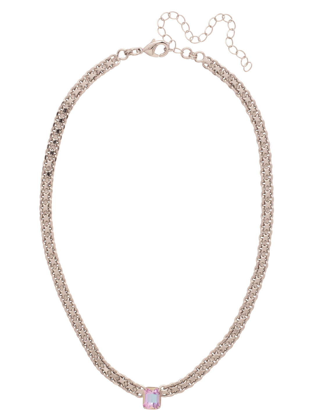 Octavia Tennis Necklace - NFK6PDLCH - <p>The Octavia Tennis Necklace features a single petite emerald cut crystal on an adjustable chain, secured with a lobster claw clasp. From Sorrelli's Lilac Champagne collection in our Palladium finish.</p>