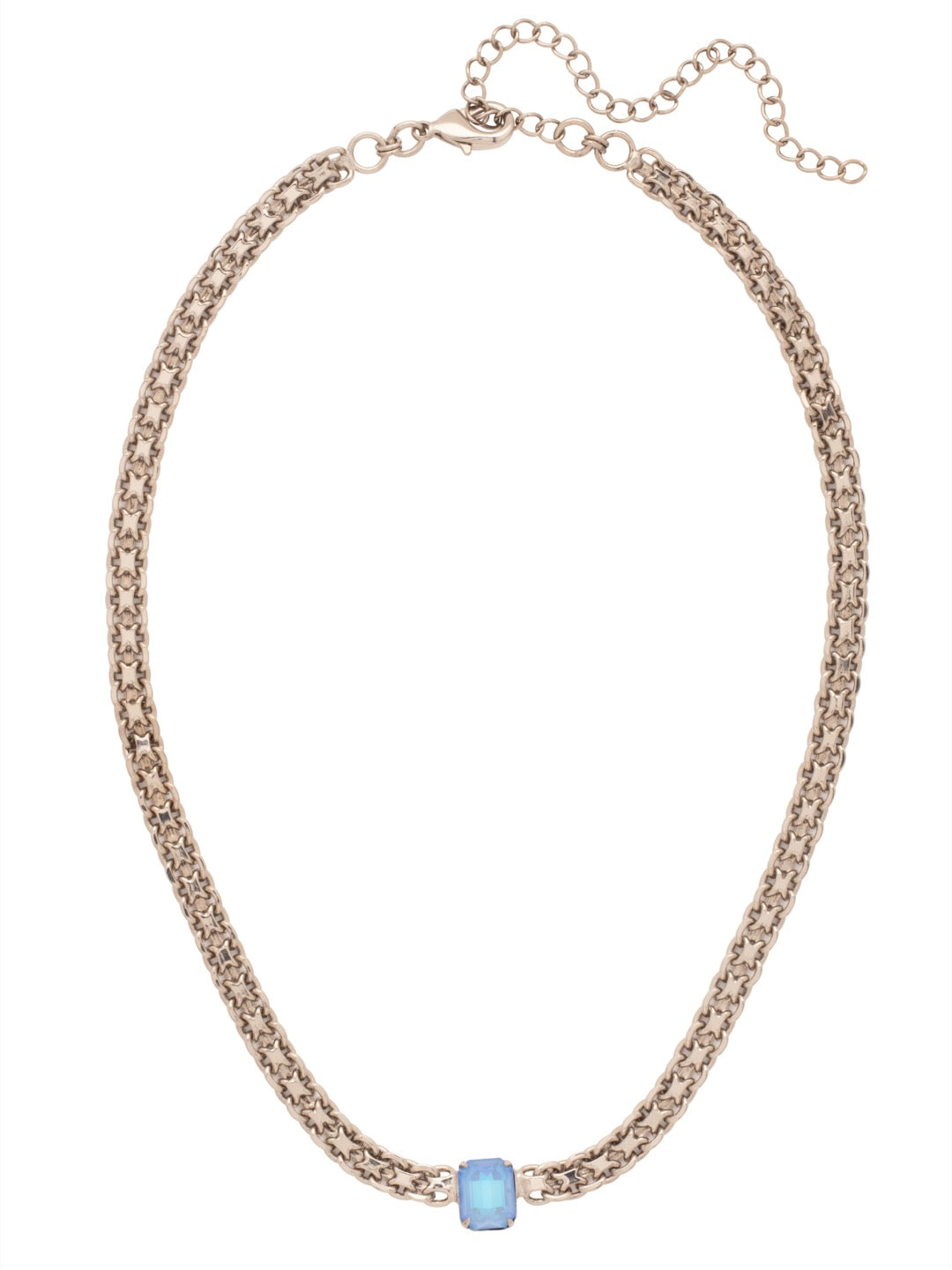 Octavia Single Crystal Tennis Necklace - NFK6PDOCD - <p>The Octavia Single Crystal Tennis Necklace features a single petite emerald cut crystal on an adjustable chain, secured with a lobster claw clasp. (16-20 inches) From Sorrelli's Ocean Delite collection in our Palladium finish.</p>