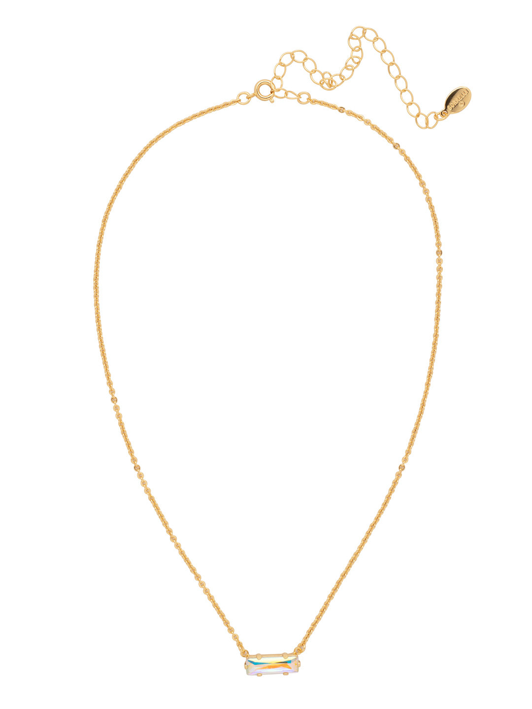 Bindi Pendant Necklace - NFL13BGCAB - <p>The Bindi Pendant Necklace features a single delicate baguette crystal bar on an adjustable chain, secured with a lobster claw clasp. From Sorrelli's Crystal Aurora Borealis collection in our Bright Gold-tone finish.</p>