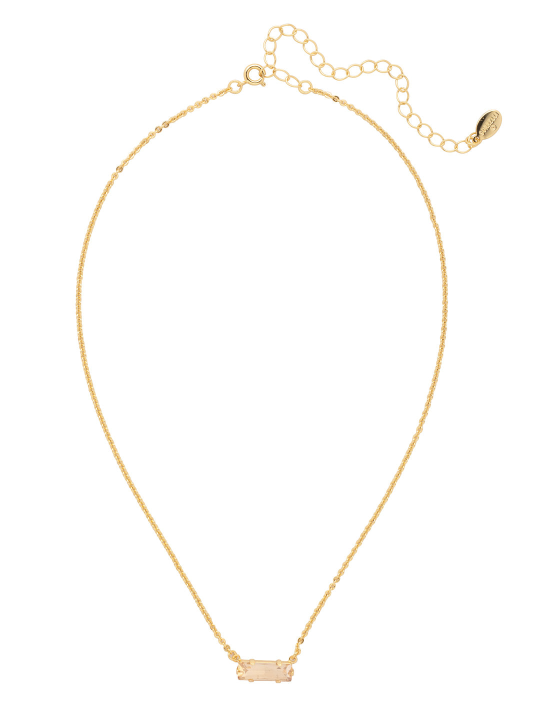 Bindi Pendant Necklace - NFL13BGDCH - <p>The Bindi Pendant Necklace features a single delicate baguette crystal bar on an adjustable chain, secured with a lobster claw clasp. From Sorrelli's Dark Champagne collection in our Bright Gold-tone finish.</p>