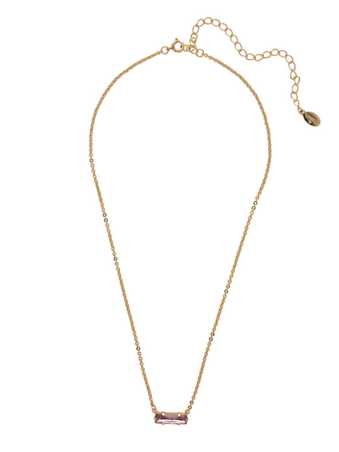 Bindi Pendant Necklace - NFL13BGLTR - <p>The Bindi Pendant Necklace features a single delicate baguette crystal bar on an adjustable chain, secured with a lobster claw clasp. From Sorrelli's Light Rose collection in our Bright Gold-tone finish.</p>