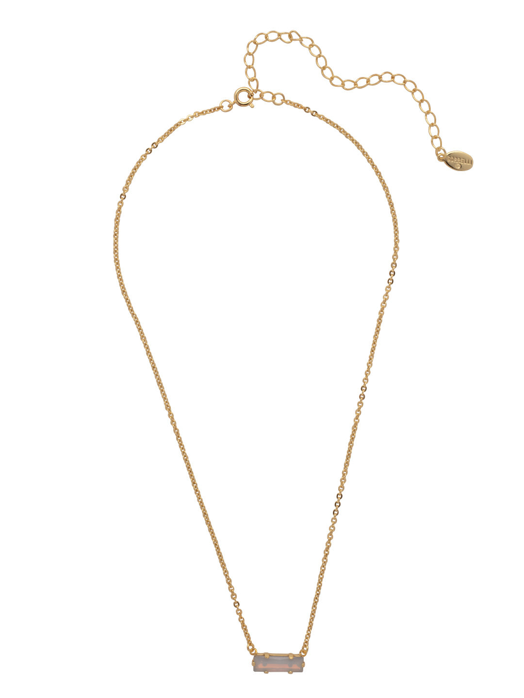 Bindi Pendant Necklace - NFL13BGWO - <p>The Bindi Pendant Necklace features a single delicate baguette crystal bar on an adjustable chain, secured with a lobster claw clasp. From Sorrelli's White Opal collection in our Bright Gold-tone finish.</p>