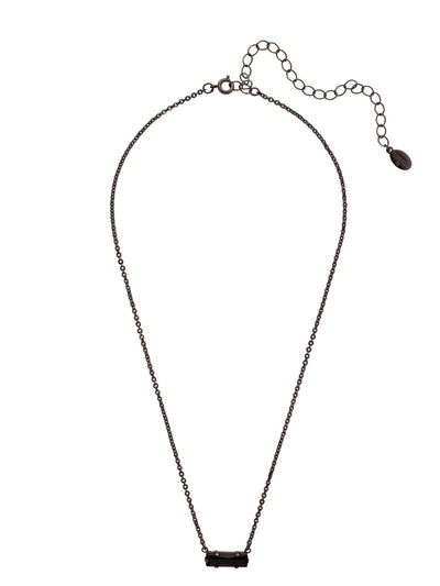 Bindi Pendant Necklace - NFL13GMJET - <p>The Bindi Pendant Necklace features a single delicate baguette crystal bar on an adjustable chain, secured with a lobster claw clasp. From Sorrelli's Jet collection in our Gun Metal finish.</p>