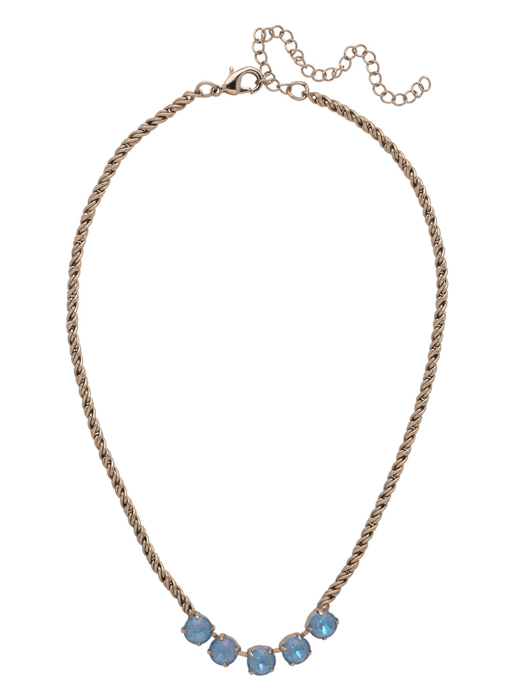 Shannon Tennis Necklace - NFL1PDOCD - <p>The Shannon Tennis Necklace features a line of five round cut crystals on an adjustable rope chain, secured by a lobster claw clasp. From Sorrelli's Ocean Delite collection in our Palladium finish.</p>