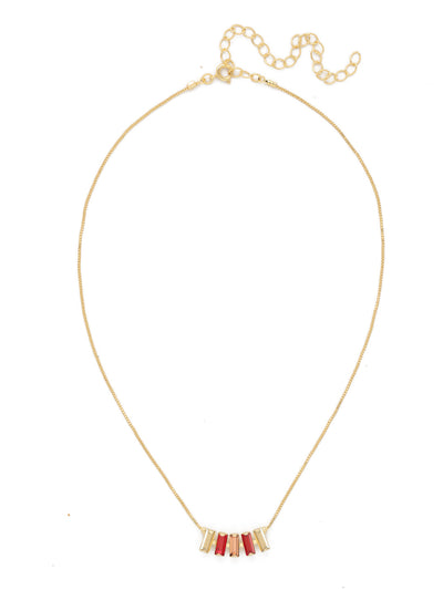 Crown Tennis Necklace - NFM31BGMS - <p>The Crown Tennis Necklace features a row of five baguette-cut crystals on an adjustable chain, secured with a spring ring clasp. From Sorrelli's Maple Syrup collection in our Bright Gold-tone finish.</p>