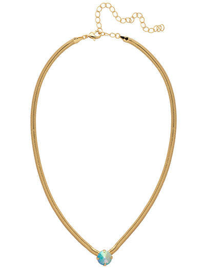 Rowan Pendant Necklace - NFP17BGCON - <p>The Rowan Pendant Necklace features a single rivoli round cut crystal on a thin snake chain, secured with a lobster claw clasp. From Sorrelli's Confetti  collection in our Bright Gold-tone finish.</p>