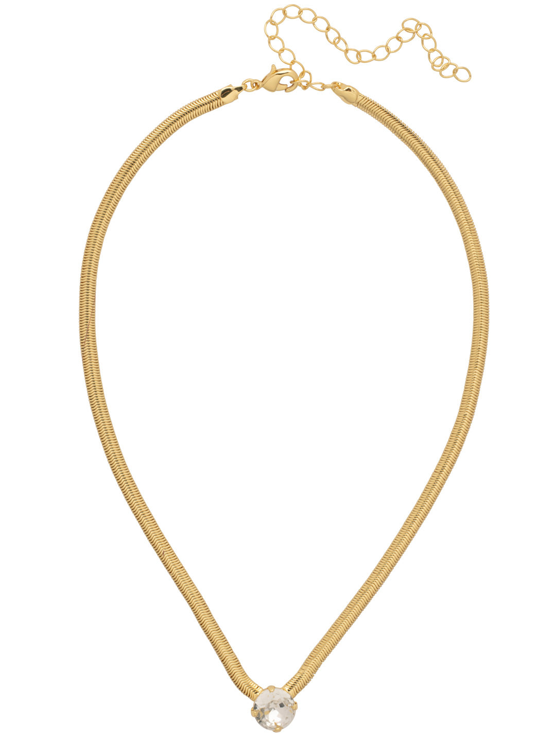 Rowan Pendant Necklace - NFP17BGCRY - <p>The Rowan Pendant Necklace features a single rivoli round cut crystal on a thin snake chain, secured with a lobster claw clasp. From Sorrelli's Crystal collection in our Bright Gold-tone finish.</p>