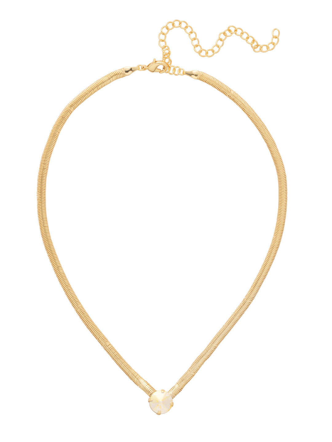 Rowan Pendant Necklace - NFP17BGICL - <p>The Rowan Pendant Necklace features a single rivoli round cut crystal on a thin snake chain, secured with a lobster claw clasp. From Sorrelli's Icicle collection in our Bright Gold-tone finish.</p>