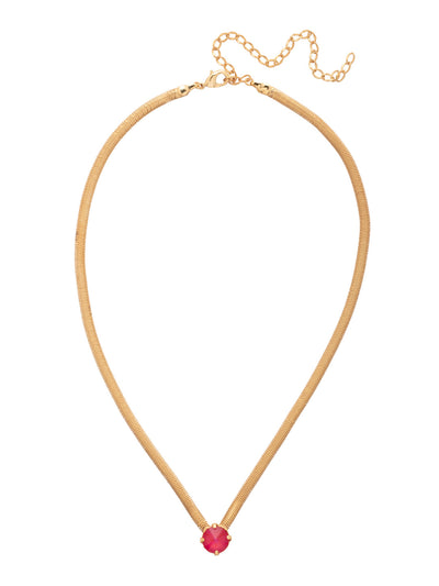 Rowan Pendant Necklace - NFP17BGRCP - <p>The Rowan Pendant Necklace features a single rivoli round cut crystal on a thin snake chain, secured with a lobster claw clasp. From Sorrelli's Red Carpet collection in our Bright Gold-tone finish.</p>