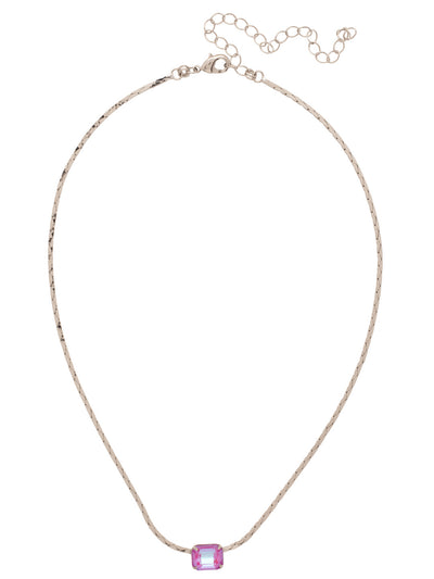 Ellisa Pendant Necklace - NFP2PDLCH - <p>The Ellisa Pendant Necklace features a single emerald-cut crystal on an adjustable diamond cobra chain, secured with a lobster claw clasp. From Sorrelli's Lilac Champagne collection in our Palladium finish.</p>