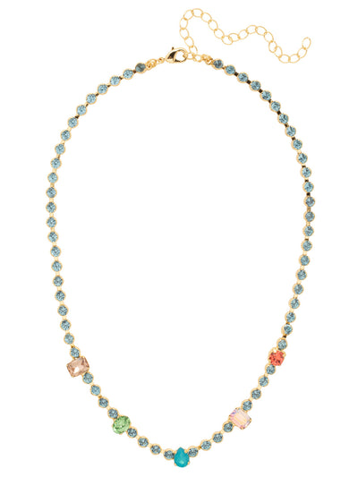 Mellie Tennis Necklace - NFP5BGCON - <p>The Mellie Tennis Necklace features assorted cut crystals on an adjustable rhinestone chain, secured with a lobster claw clasp. From Sorrelli's Confetti  collection in our Bright Gold-tone finish.</p>