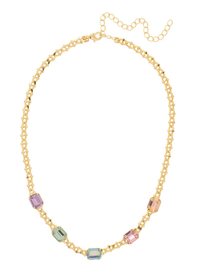 Octavia Repeating Tennis Necklace - NFP7BGCON - <p>The Octavia Repeating Tennis Necklace features five mini emerald cut crystals on an adjustable curb chain, secured by a lobster claw clasp. From Sorrelli's Confetti  collection in our Bright Gold-tone finish.</p>