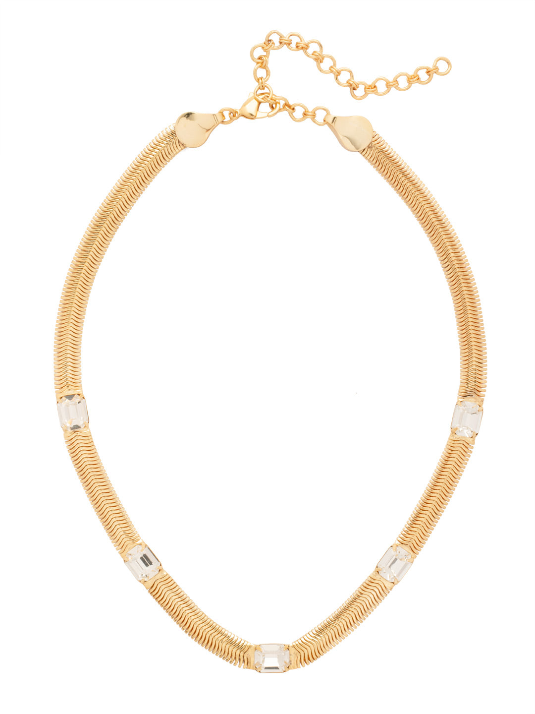 Sadie Tennis Necklace - NFS2BGCRY - <p>Featuring a smooth snake chain adorned with stunning emerald-cut crystals, this adjustable necklace combines modern style with classic elegance. Finished with a lobster claw clasp, it ensures both comfort and security. From Sorrelli's Crystal collection in our Bright Gold-tone finish.</p>