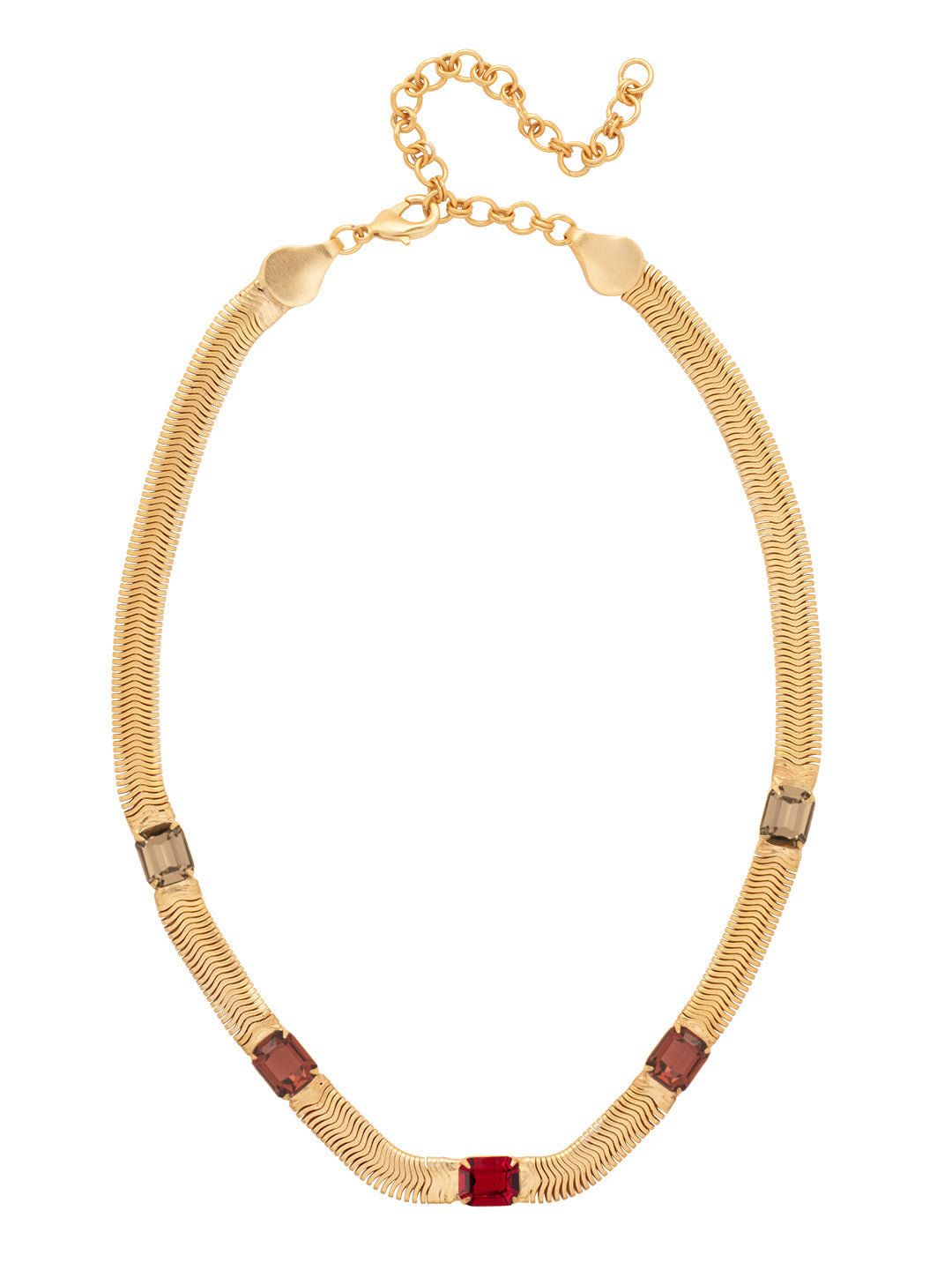 Sadie Tennis Necklace - NFS2BGMS - <p>Featuring a smooth snake chain adorned with stunning emerald-cut crystals, this adjustable necklace combines modern style with classic elegance. Finished with a lobster claw clasp, it ensures both comfort and security. From Sorrelli's Maple Syrup collection in our Bright Gold-tone finish.</p>