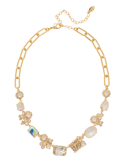 Claire Tennis Necklace - NFT3BGICL - <p>The Claire Tennis Necklace features a chunky paperclip chain adorned with an array of assorted-cut crystals and elegant crystal-embellished floral clusters, creating a beautifully cohesive and eye-catching design. Adjustable for a perfect fit, it is secured with a lobster claw clasp, making it a standout accessory for any occasion. From Sorrelli's Icicle collection in our Bright Gold-tone finish.</p>