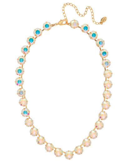 Halcyon Tennis Necklace - NFT6BGCAB - <p>The Halcyon Tennis Necklace features a stunning full line of cushion-cut crystals that radiate elegance and sparkle, creating a timeless piece for any occasion. Adjustable for the perfect fit and secured with a lobster claw clasp, this necklace is a beautiful addition to your jewelry collection. From Sorrelli's Crystal Aurora Borealis collection in our Bright Gold-tone finish.</p>