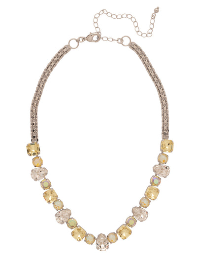 Clara Tennis Necklace - NFY4PDLZ - <p>The Clara Tennis Necklace features alternating pear, round, and imperial fancy square-cut crystals on a trendy adjustable kette chain, secured with a lobster claw clasp. (16-20 inches) From Sorrelli's Lemon Zest collection in our Palladium finish.</p>