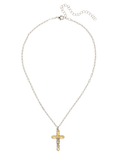 Clarissa Cross Pendant Necklace - NFY9PDLZ - <p>The Clarissa Cross Pendant Necklace features a pendant of navette-cut crystals in the shape of a cross, with a 4 inch extension chain and secured with a lobster claw clasp. (16-20 inches) From Sorrelli's Lemon Zest collection in our Palladium finish.</p>