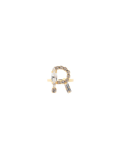 R Initial Statement Ring - REH57BGCRY - <p>The initial statement ring makes a great gift for someone you love…AND for yourself! An assortment of crystals embellish a single letter charm, sitting prominently in the center of an adjustable ring band. Pair it with the initial pendant necklace to create your own look! From Sorrelli's Crystal collection in our Bright Gold-tone finish.</p>