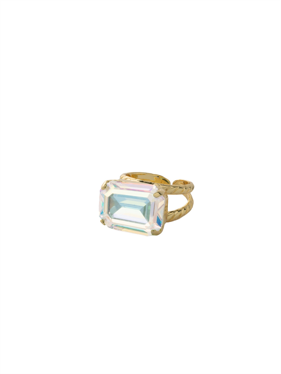 Kathleen Statement Ring - RFF8BGCAB - <p>The Kathleen Statement Ring features an emerald cut candy gem crystal on a braided double band. Ring size: 7 (US) From Sorrelli's Crystal Aurora Borealis collection in our Bright Gold-tone finish.</p>