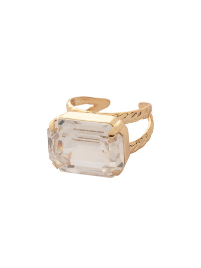 Kathleen Statement Ring - RFF8BGCCL - <p>The Kathleen Statement Ring features an emerald cut candy gem crystal on a braided double band. Ring size: 7 (US) From Sorrelli's Crystal Clear collection in our Bright Gold-tone finish.</p>