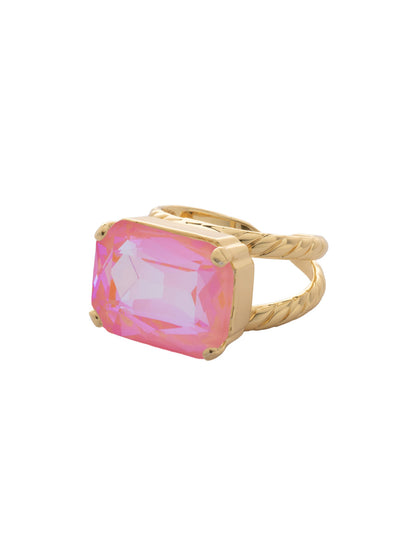 Kathleen Statement Ring - RFF8BGLRD - <p>The Kathleen Statement Ring features an emerald cut candy gem crystal on a braided double band. Ring size: 7 (US) From Sorrelli's Light Rose Delite collection in our Bright Gold-tone finish.</p>