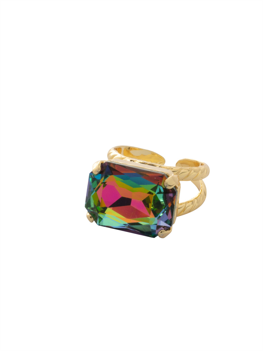 Kathleen Statement Ring - RFF8BGVO - <p>The Kathleen Statement Ring features an emerald cut candy gem crystal on a braided double band. Ring size: 7 (US) From Sorrelli's Volcano collection in our Bright Gold-tone finish.</p>