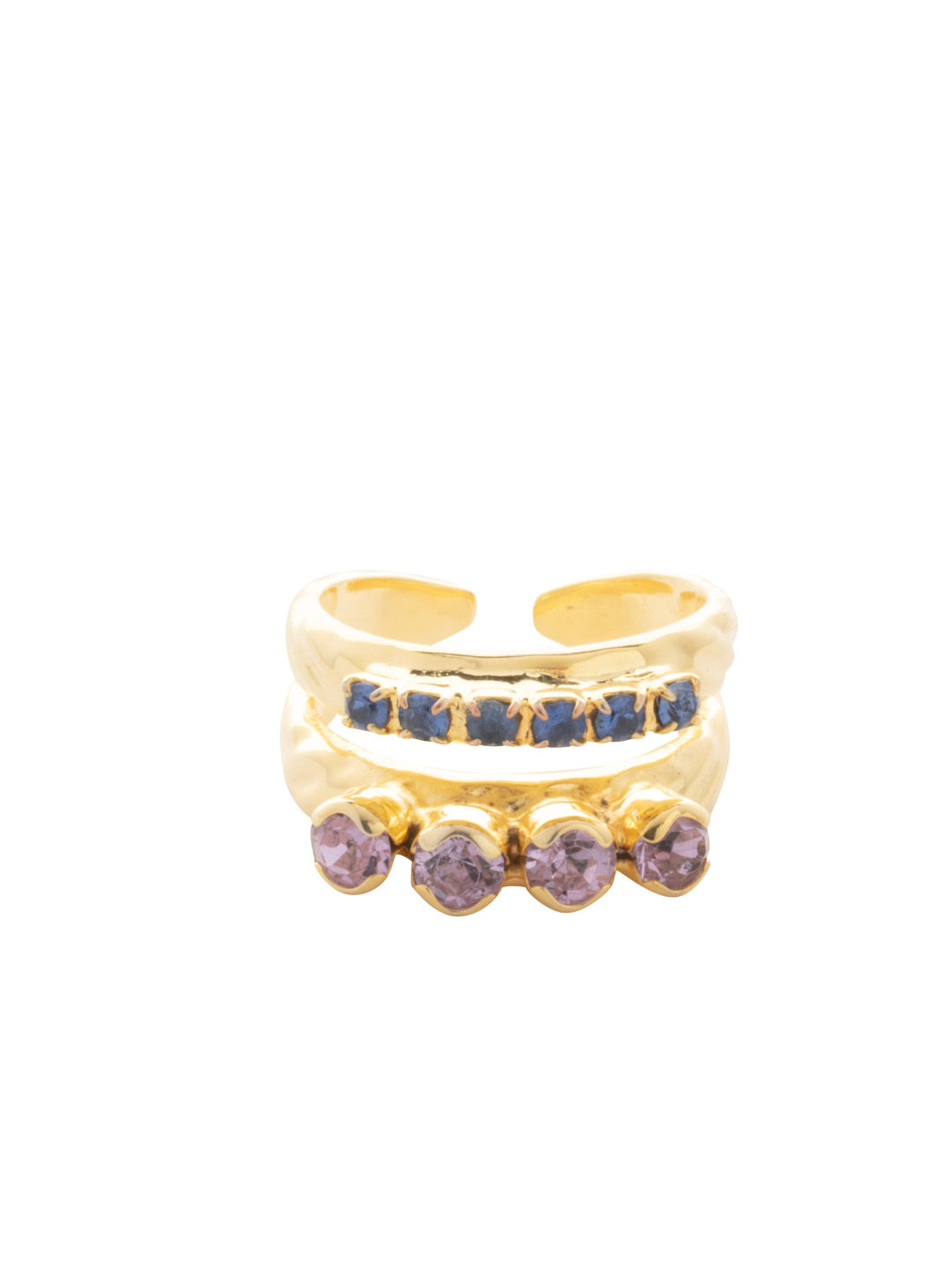 Crystal Studded Stacked Ring - RFM53BGBRC - <p>The Crystal Studded Stacked Ring features two rows of crystals on a braided double band. Ring size: 7 (US) From Sorrelli's Berry Crush collection in our Bright Gold-tone finish.</p>