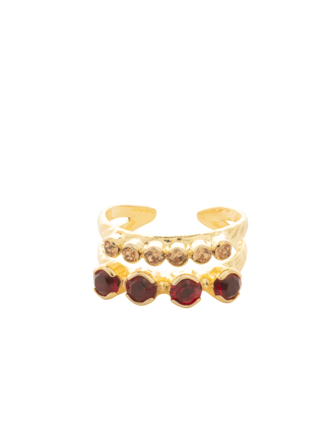 Crystal Studded Stacked Ring - RFM53BGMS - <p>The Crystal Studded Stacked Ring features two rows of crystals on a braided double band. Ring size: 7 (US) From Sorrelli's Maple Syrup collection in our Bright Gold-tone finish.</p>