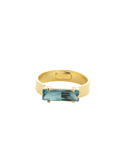 Bindi Band Ring - RFP13BGCON - <p>The Bindi Band Ring features a single baguette cut crystal on a single metal band, closed in the back to fit a ring size 7. From Sorrelli's Confetti  collection in our Bright Gold-tone finish.</p>