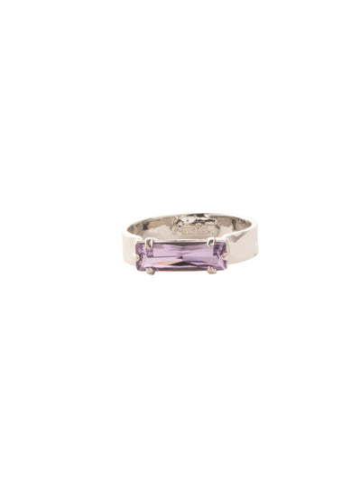 Bindi Band Ring - RFP13PDLCH - <p>The Bindi Band Ring features a single baguette cut crystal on a single metal band, closed in the back to fit a ring size 7. From Sorrelli's Lilac Champagne collection in our Palladium finish.</p>