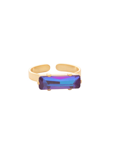 Bindi Band Ring - RFS2BGBUD - <p>The Bindi Band Ring features a single horizontal baguette-cut crystal on an adjustable thin metal band, fitting ring sizes 4-10. From Sorrelli's Burgundy Delight collection in our Bright Gold-tone finish.</p>