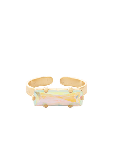 Bindi Band Ring - RFS2BGCAB - <p>The Bindi Band Ring features a single horizontal baguette-cut crystal on an adjustable thin metal band, fitting ring sizes 4-10. From Sorrelli's Crystal Aurora Borealis collection in our Bright Gold-tone finish.</p>