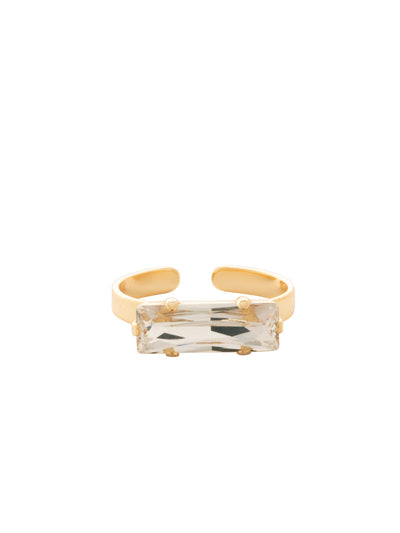 Bindi Band Ring - RFS2BGCRY - <p>The Bindi Band Ring features a single horizontal baguette-cut crystal on an adjustable thin metal band, fitting ring sizes 4-10. From Sorrelli's Crystal collection in our Bright Gold-tone finish.</p>