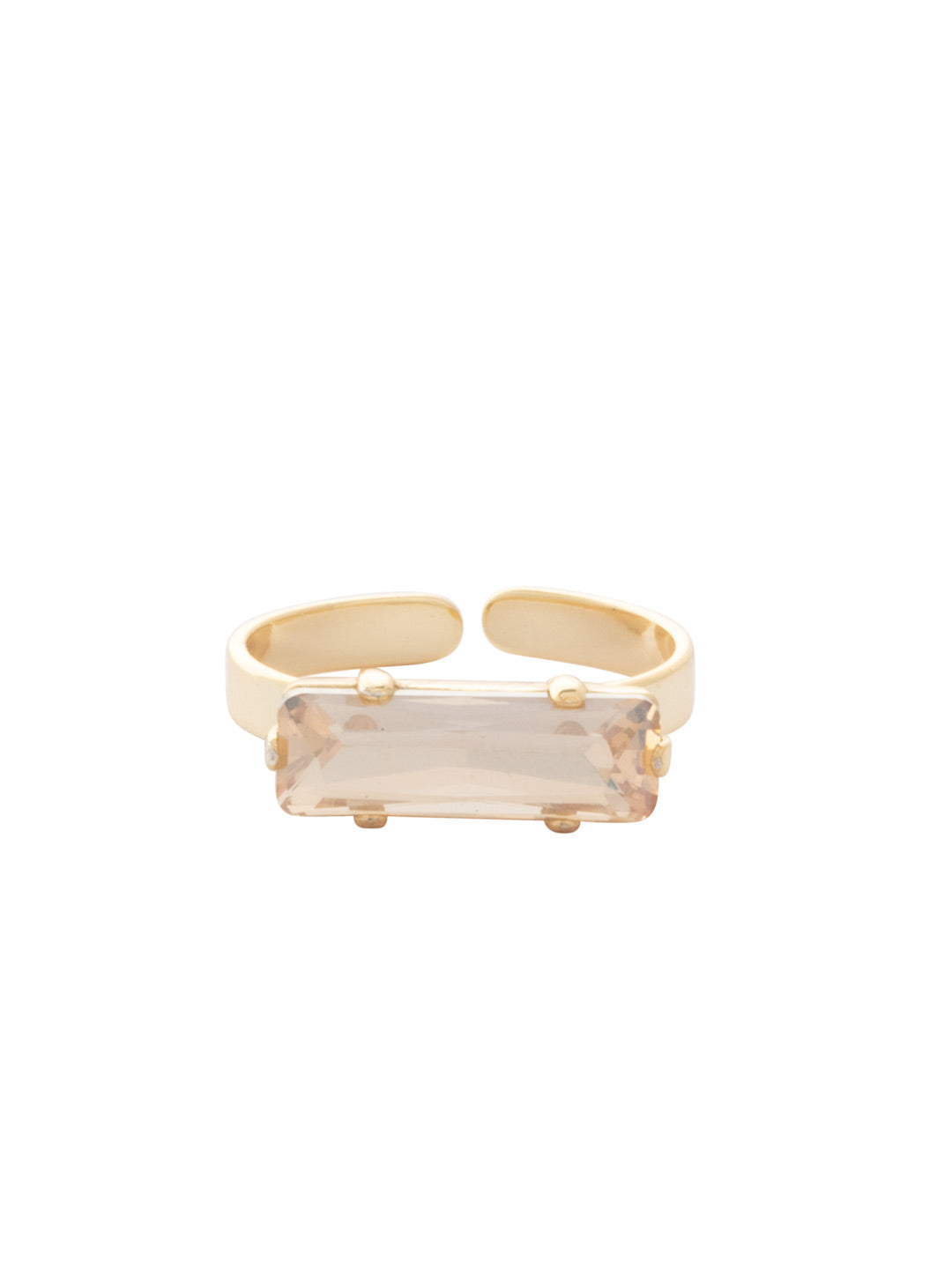 Bindi Band Ring - RFS2BGDCH - <p>The Bindi Band Ring features a single horizontal baguette-cut crystal on an adjustable thin metal band, fitting ring sizes 4-10. From Sorrelli's Dark Champagne collection in our Bright Gold-tone finish.</p>